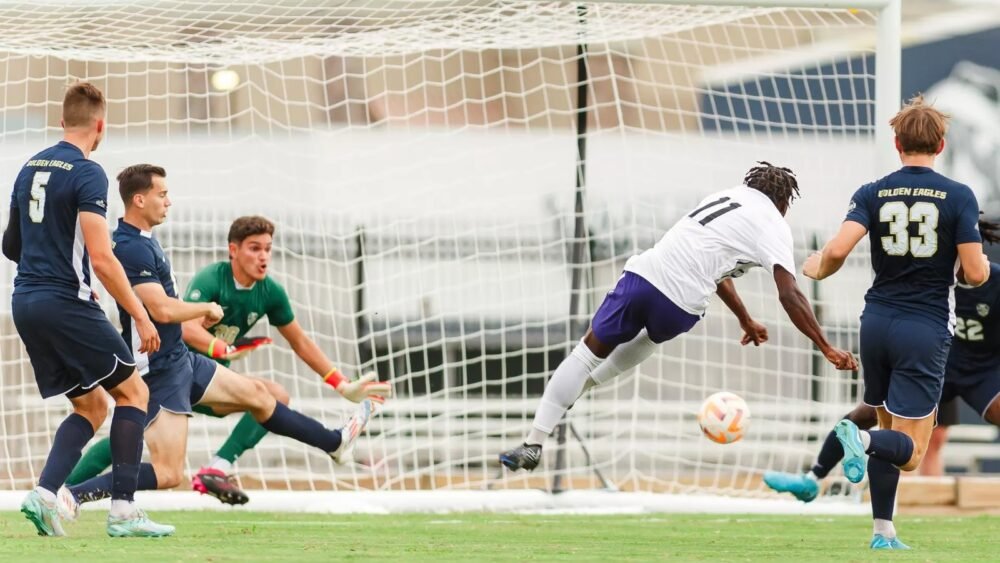 Tajio James scores his first goal of the season against Oral Roberts to give the Bears a 1-0 win.