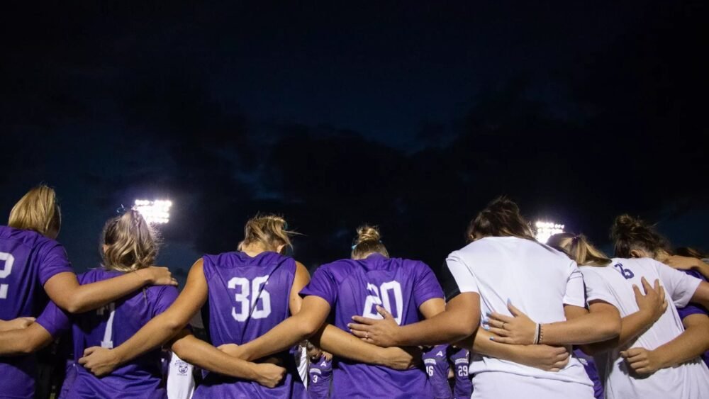 Central Arkansas players huddle together before the start of Thursday night's game against Little Rock University.