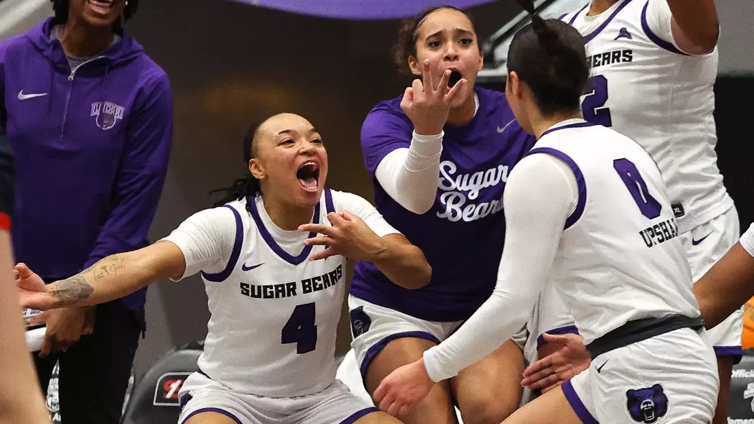 UCA Sugar Bears celebrate a field goal against Samford