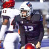 UCA quarterback Caleb Koger reacts after a big play against Southern Utah