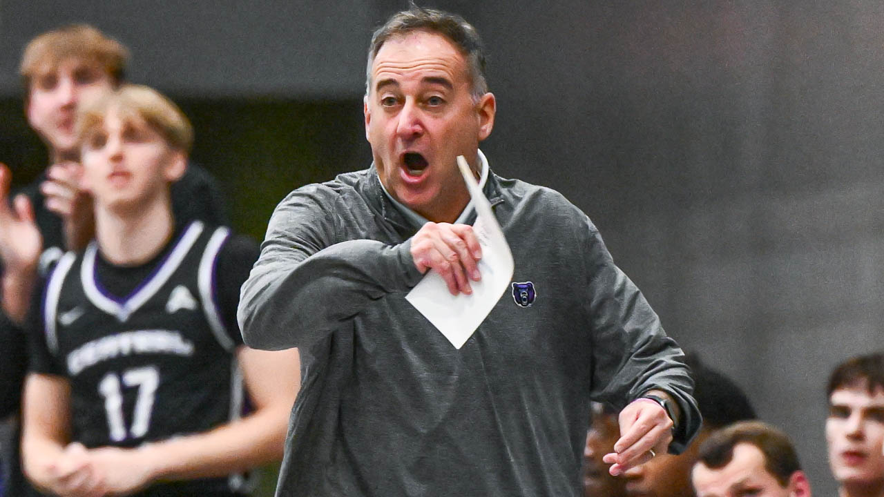 UCA coach John Shulman reacting on the sidelines against Southeast Missouri at the Farris Center