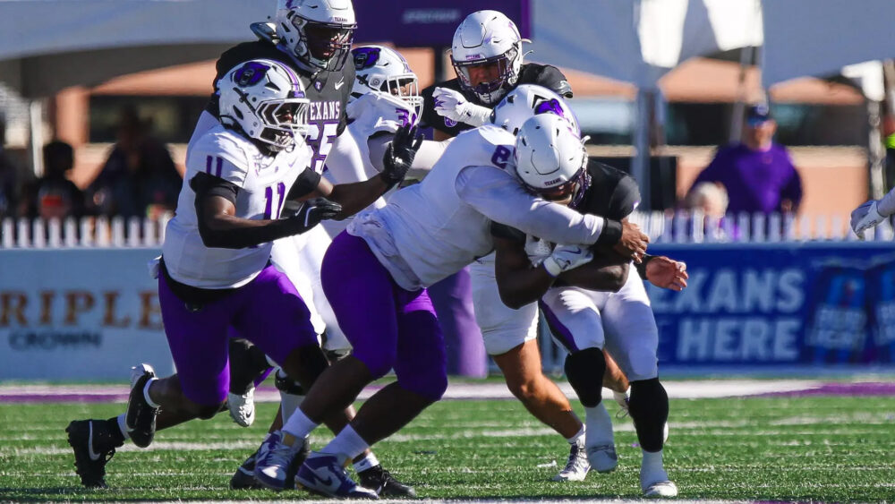 UCA Bears defensive tackle David Walker makes a stop against Tarleton State