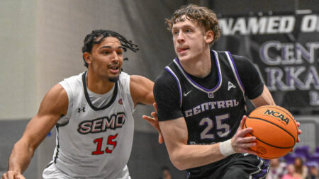 UCA Bears' Elias Cato drives inside against Southeast Missouri