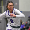 UCA Sugar Bears' Jade Upshaw drives the lane against the Little Rock Trojans