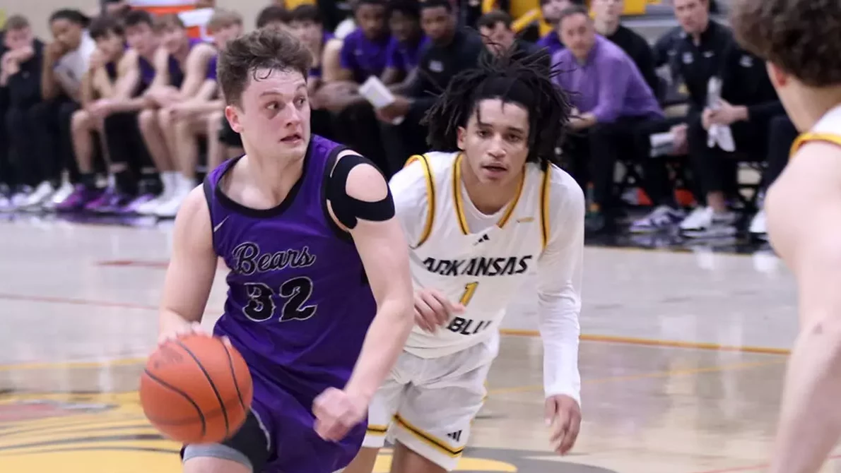 Bears guard Layne Taylor drives the lane against UAPB