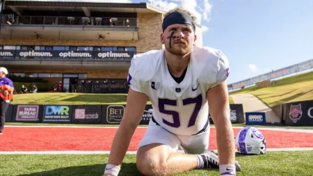 UCA Bears deep snapper Kyle Gasaway loosening up before a game