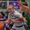 UCA Sugar Bears Kinley Fisher drives against Florida Gulf Coast