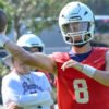 UCA Bears quarterback Austin Myers at opening practice of fall camp