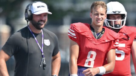 UCA Bears coach Nathan Brown and quarterback Austin Myers