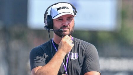 UCA Bears coach Nathan Brown during preseason scrimmage