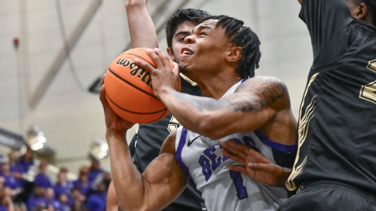 UCA Bears guard Camren Hunter driving against Champion Christian