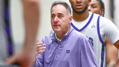 UCA Bears coach John Shulman on sidelines against Champion Christian