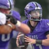 UCA Bears quarterback Caleb Koger looking to pass in game against Abilene Christian