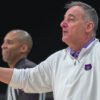 UCA coach John Shulman against Queens in ASUN Tournament