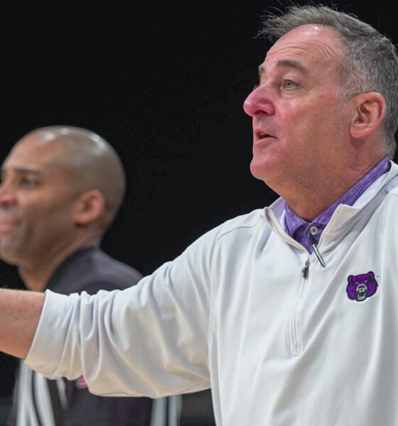 UCA coach John Shulman against Queens in ASUN Tournament