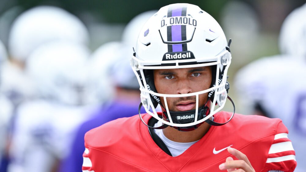 UCA Bears quarterback Donovyn Omolo during fall practices in Conway, Ark.