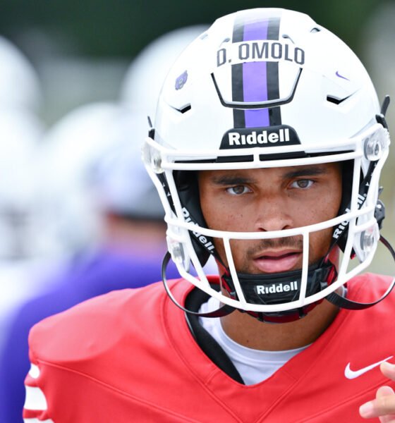 UCA Bears quarterback Donovyn Omolo during fall practices in Conway, Ark.