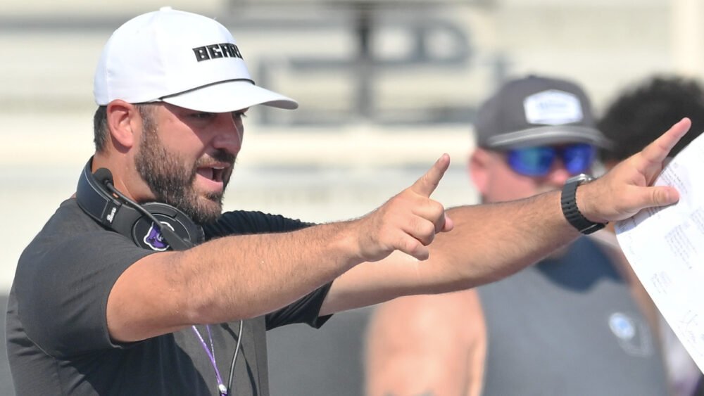 UCA Bears coach Nathan Brown during a fall scrimmage in August in Conway, Ark.
