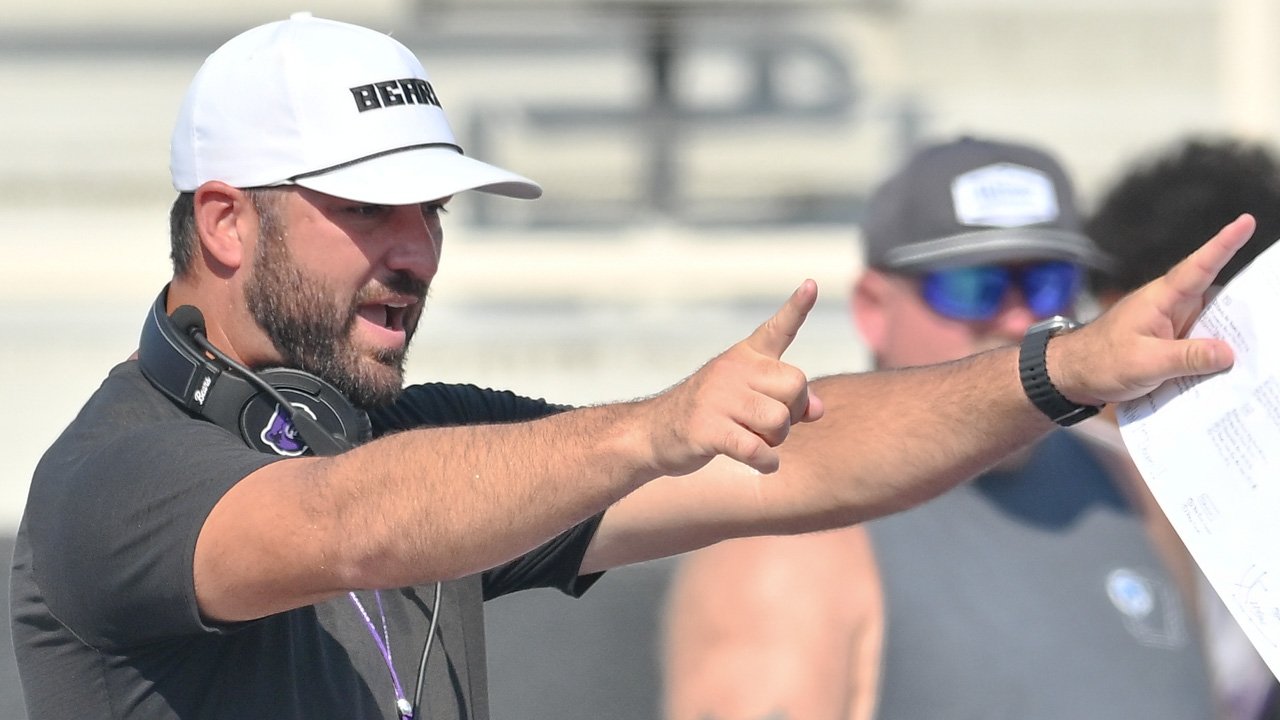 UCA Bears coach Nathan Brown during a fall scrimmage in August in Conway, Ark.