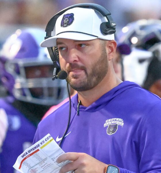 UCA Bears coach Nathan Brown on the sidelines against Central Oklahoma.