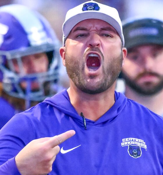 UCA Bears coach Nathan Brown on the sidelines against Central Oklahoma.