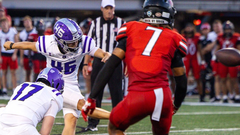 UCA kicker Caleb Jones against Southeast Missouri.