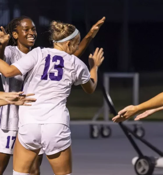 UCA celebrates goal against Troy.